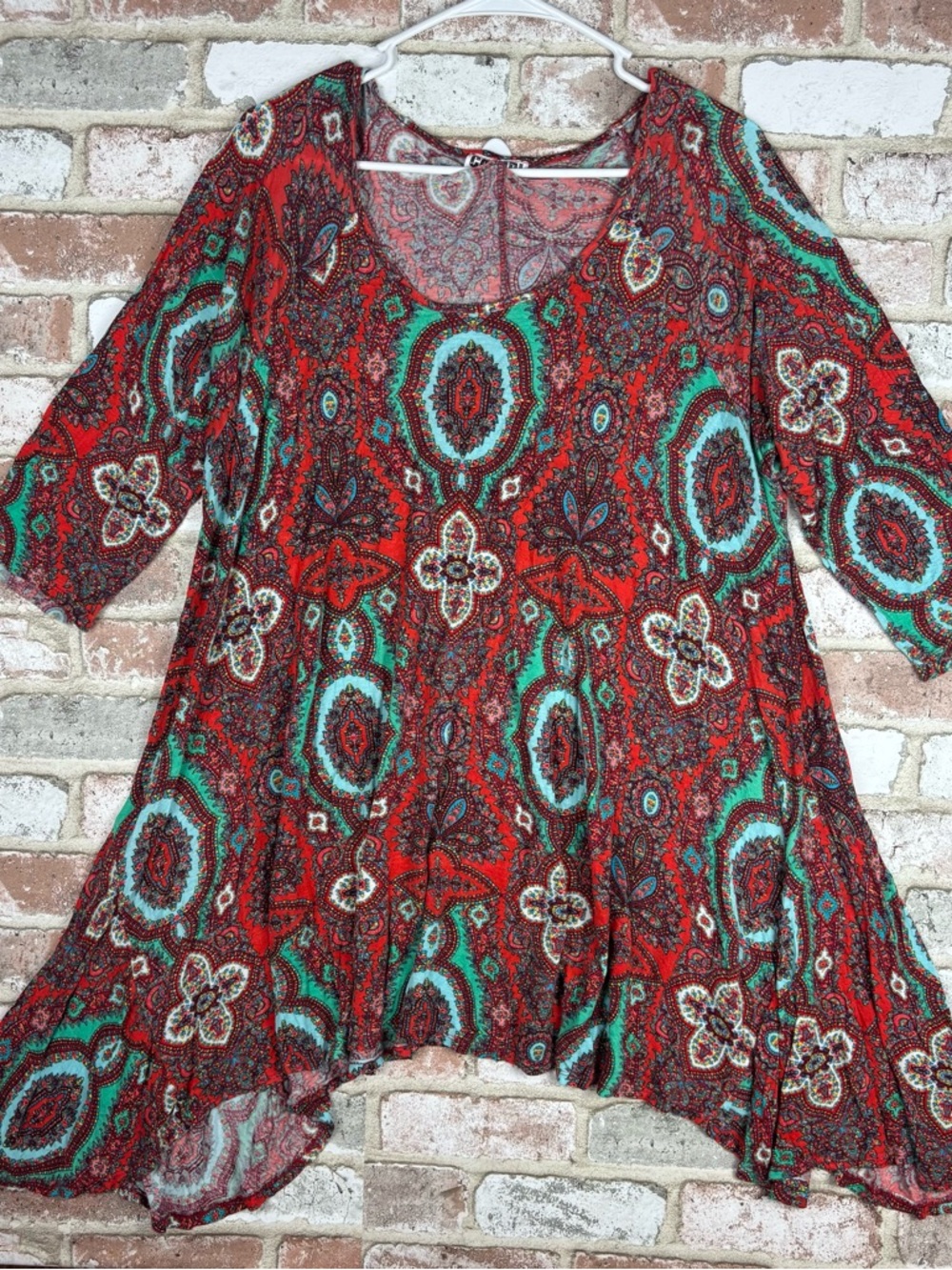 CANARI Large Handkercheif asymmetrical dress tunic Boho paisley hippie stretchy